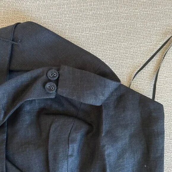 Reformation Summer Tate Linen Top Sz6 Black Linen Halter Neck - Picture 6 of 10